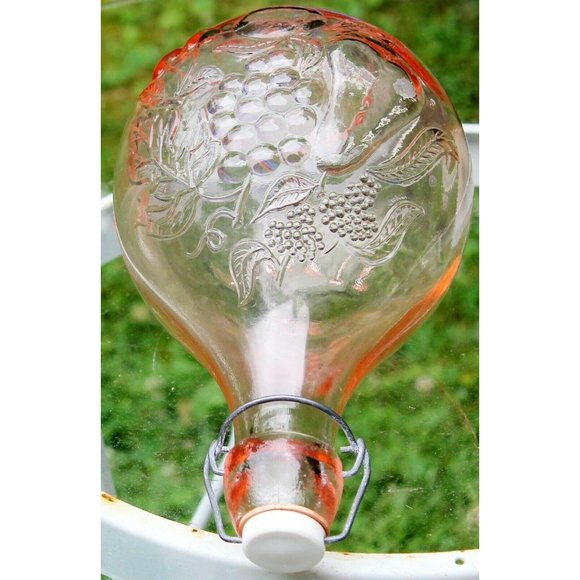 Jus de Fruits Casadis Milano Italy Pink Glass Bottle Decanter Stopper 1/2 Gallon - Picture 7 of 11